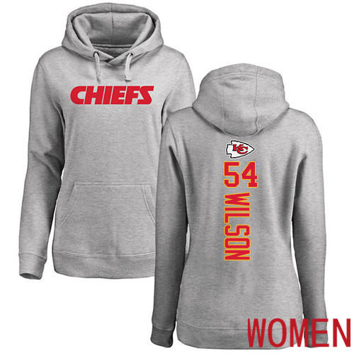 Women Kansas City Chiefs 54 Wilson Damien Ash Backer Pullover NFL Hoodie Sweatshirts